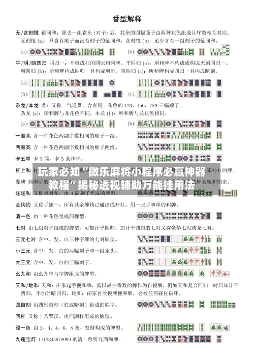 玩家必知“微乐麻将小程序必赢神器教程	”揭秘透视辅助万能挂用法-第2张图片