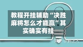 教程开挂辅助“决胜麻将怎么才能赢	”其实确实有挂-第3张图片