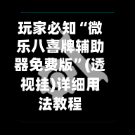 玩家必知“微乐八喜牌辅助器免费版”(透视挂)详细用法教程-第2张图片