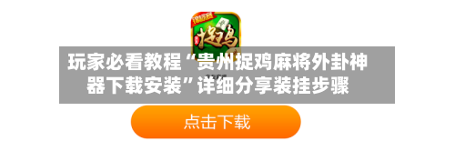 玩家必看教程“贵州捉鸡麻将外卦神器下载安装”详细分享装挂步骤