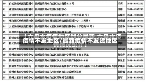 疫情不发地区/最新疫情不发货地区