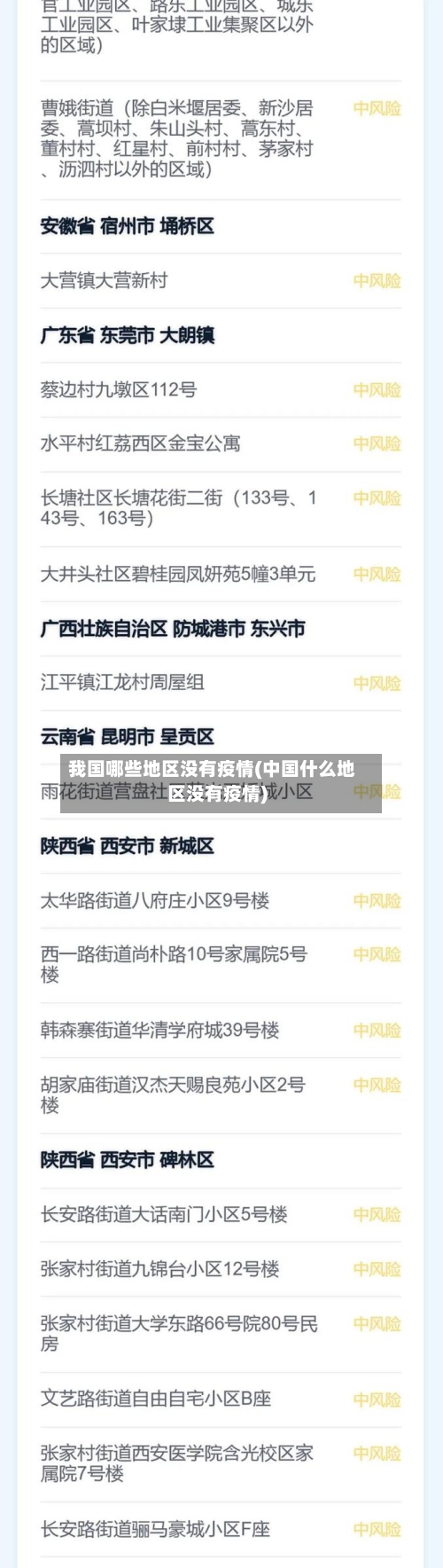 我国哪些地区没有疫情(中国什么地区没有疫情)